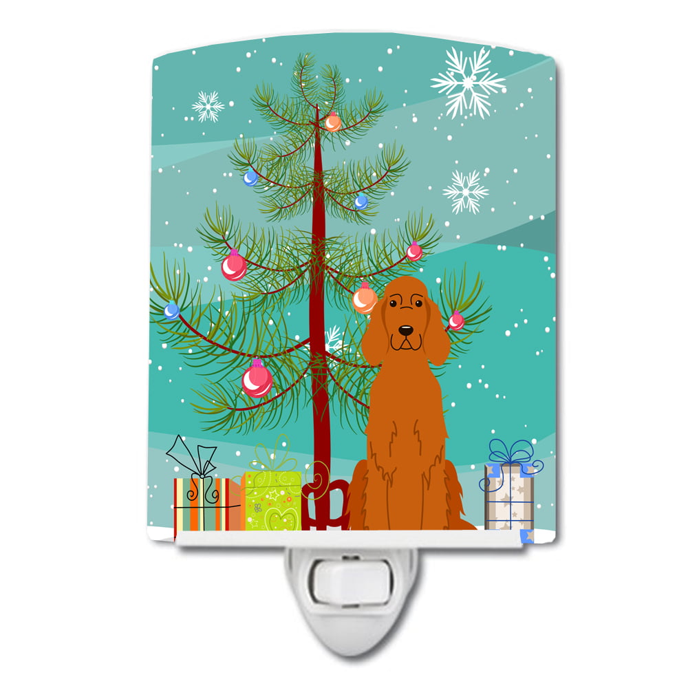 BB4189CNL Merry Christmas Tree Irish Setter Ceramic Night Light