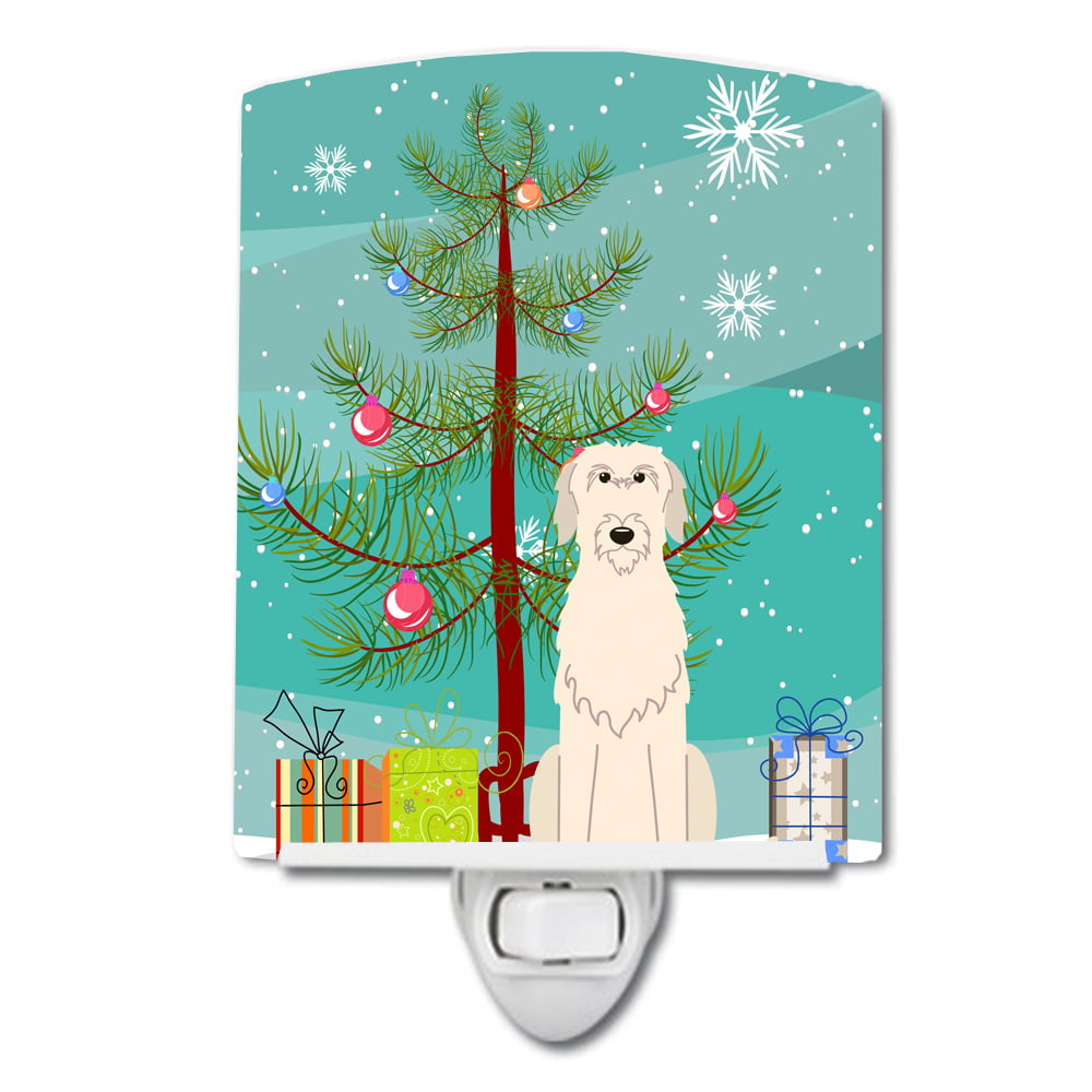 Merry Christmas Tree Irish Wolfhound Ceramic Night Light