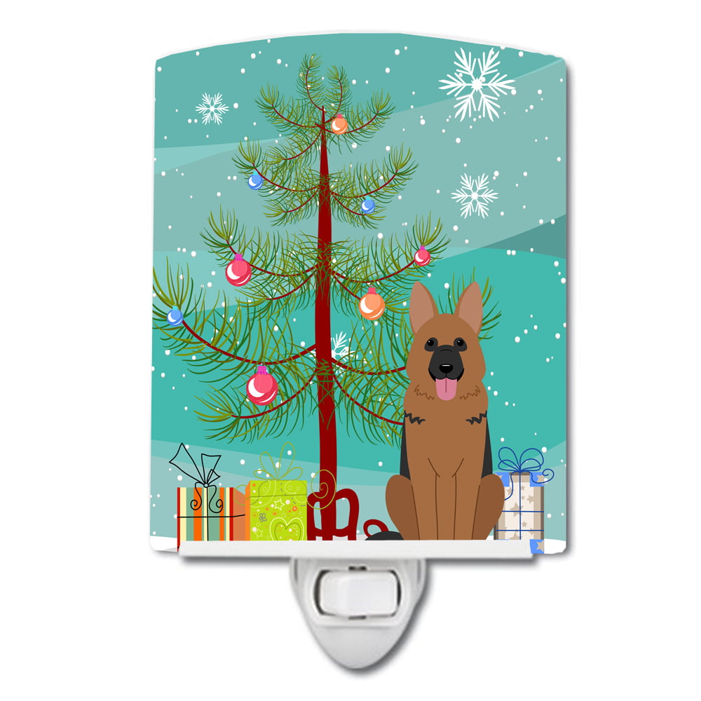 BB4192CNL Merry Christmas Tree German Shepherd Ceramic Night Light