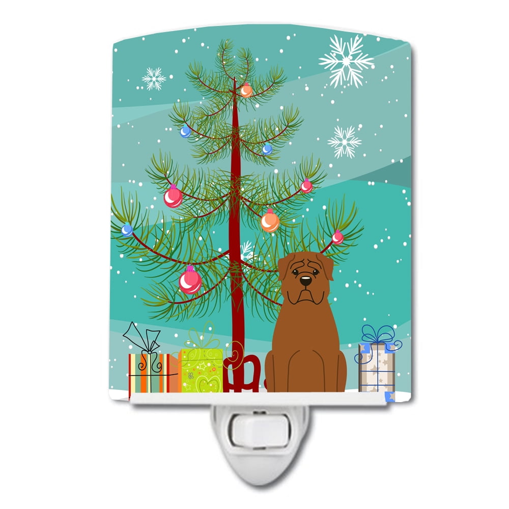 BB4198CNL Merry Christmas Tree Dogue de Bourdeaux Ceramic Night Light
