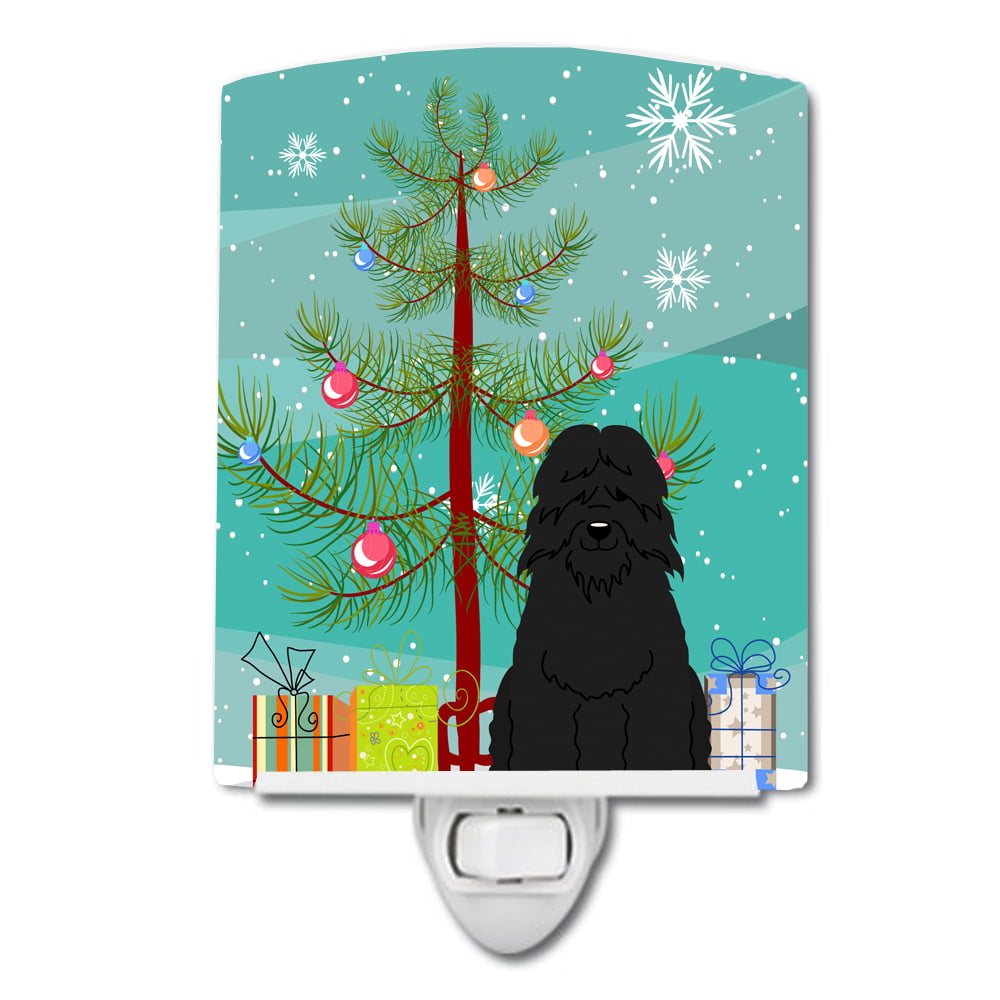 Merry Christmas Tree Bouvier Des Flandres Ceramic Night Light