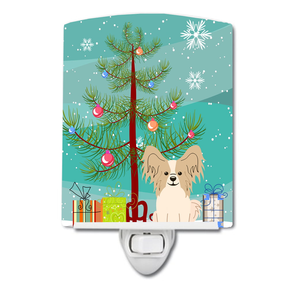 Merry Christmas Tree Papillon Sable White Ceramic Night Light