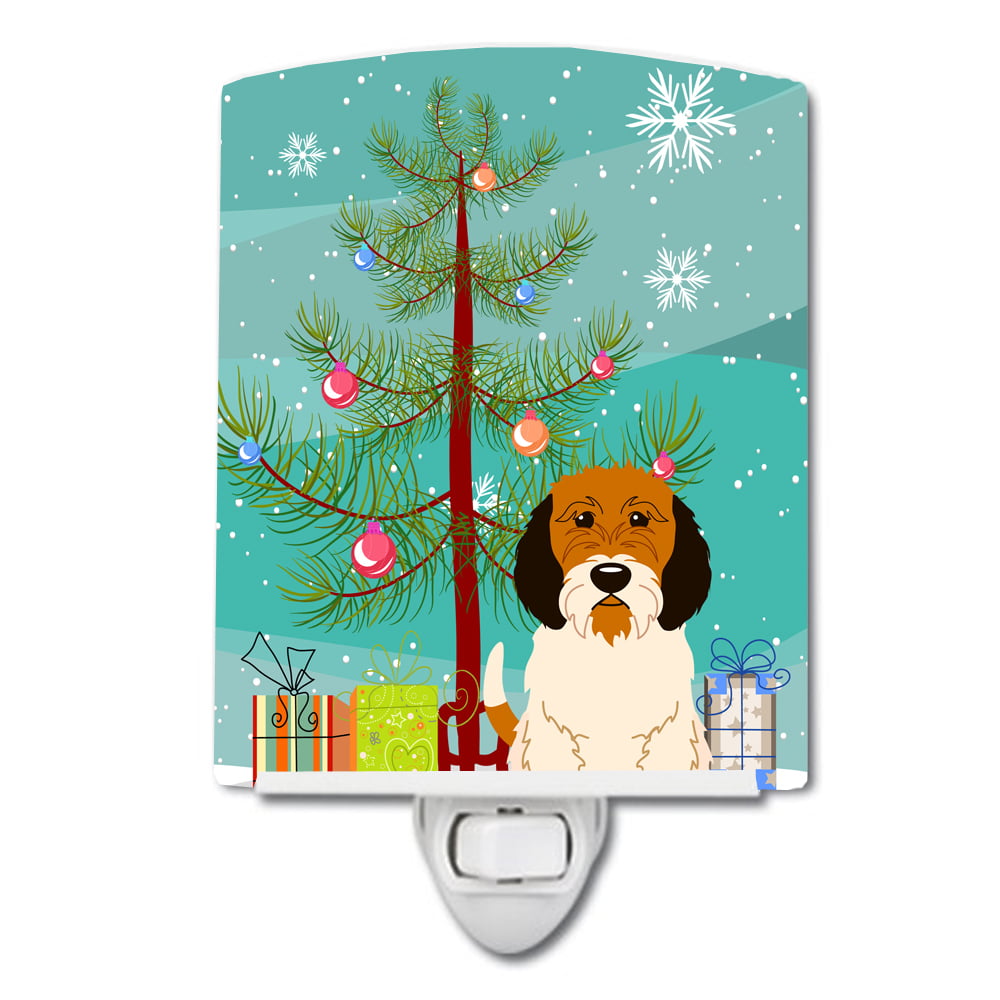 Merry Christmas Tree Petit Basset Griffon Veenden Ceramic Night Light
