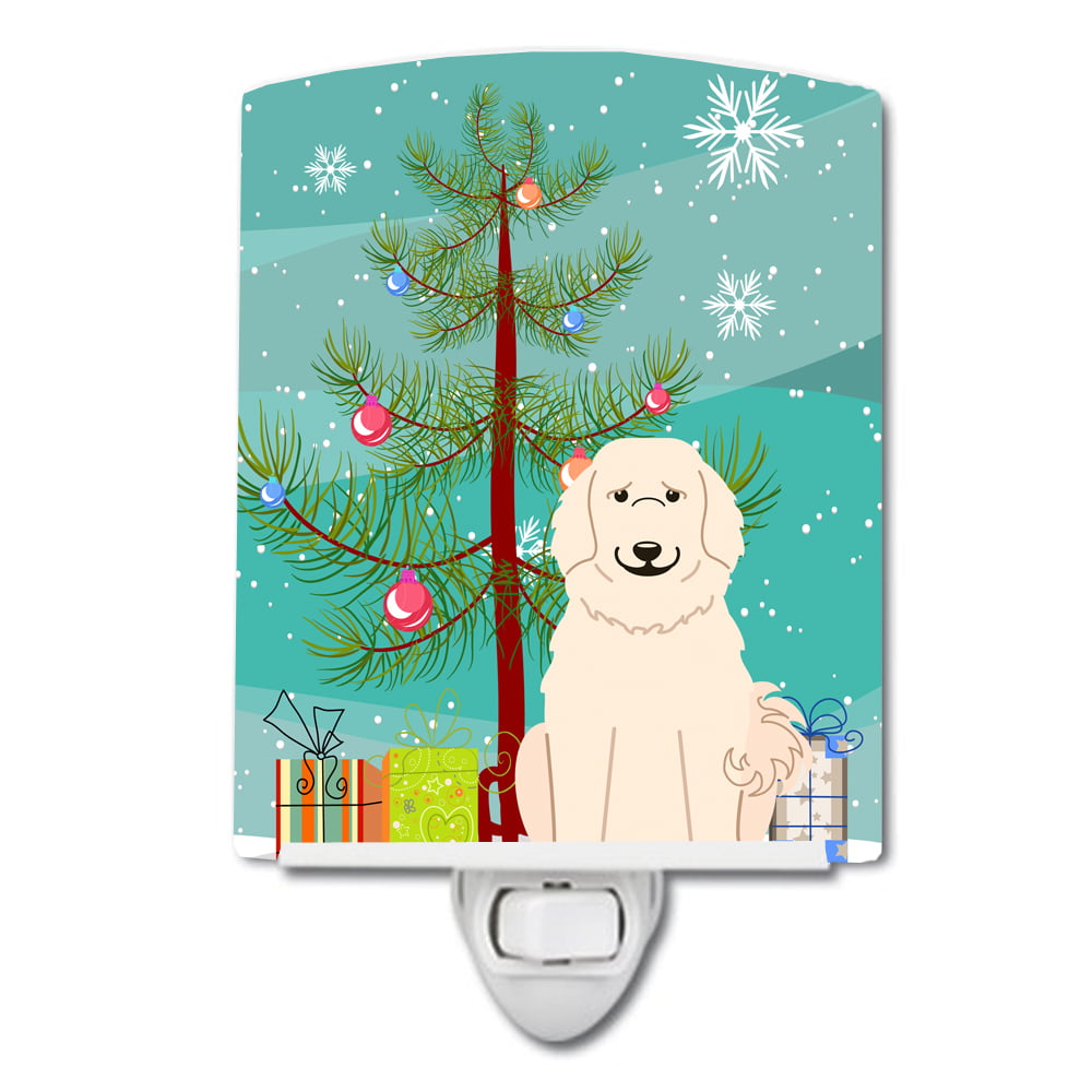 BB4208CNL Merry Christmas Tree Great Pyrenese Ceramic Night Light
