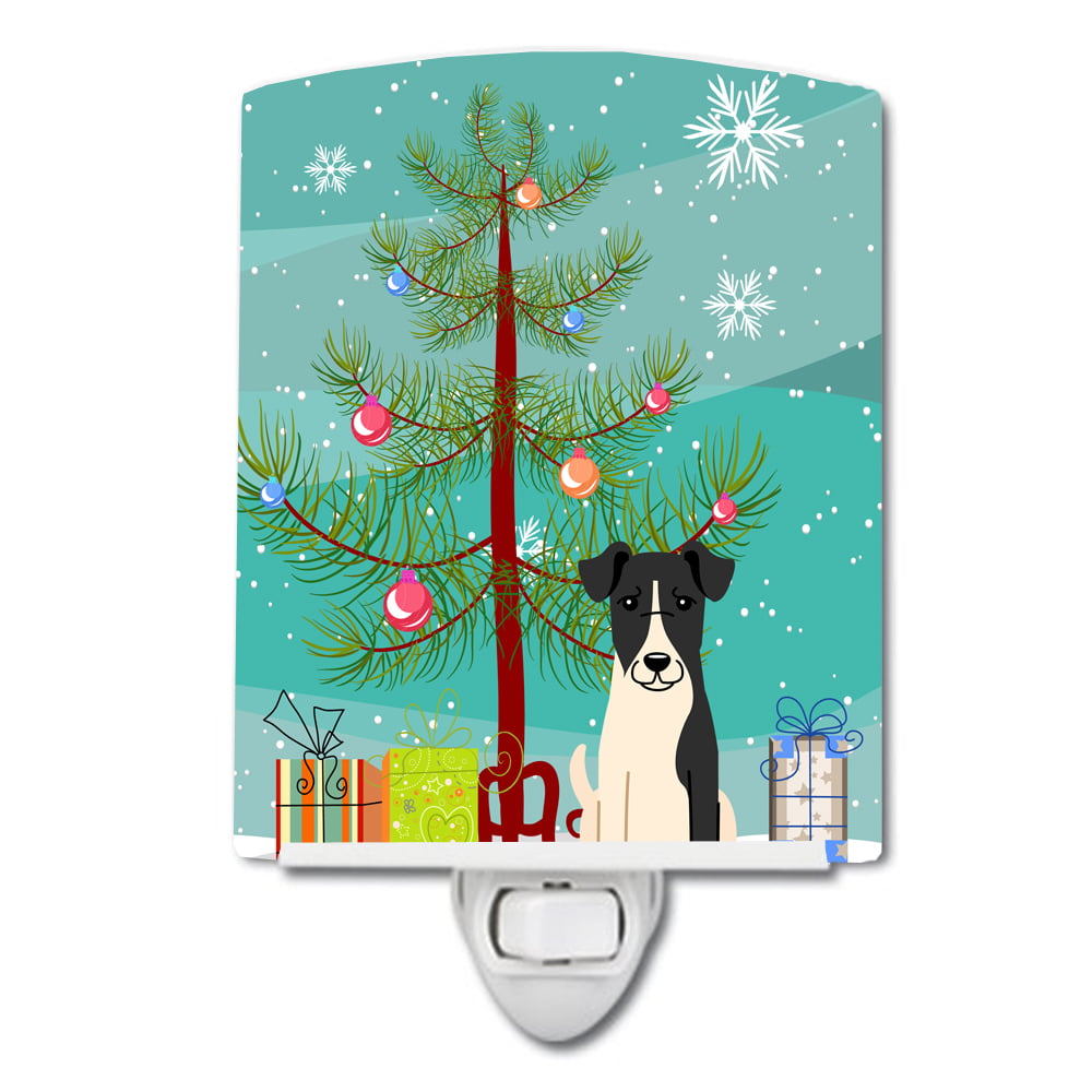 BB4223CNL Merry Christmas Tree Smooth Fox Terrier Ceramic Night Light
