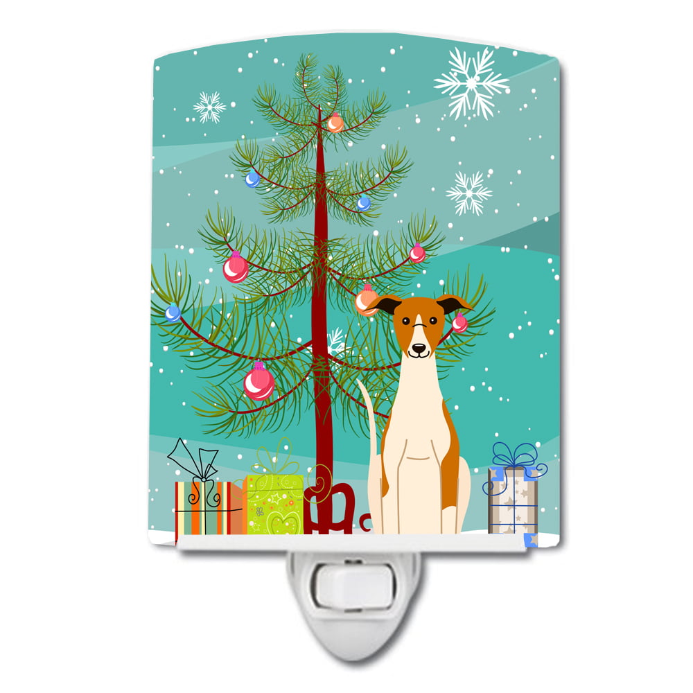Merry Christmas Tree Whippet Ceramic Night Light