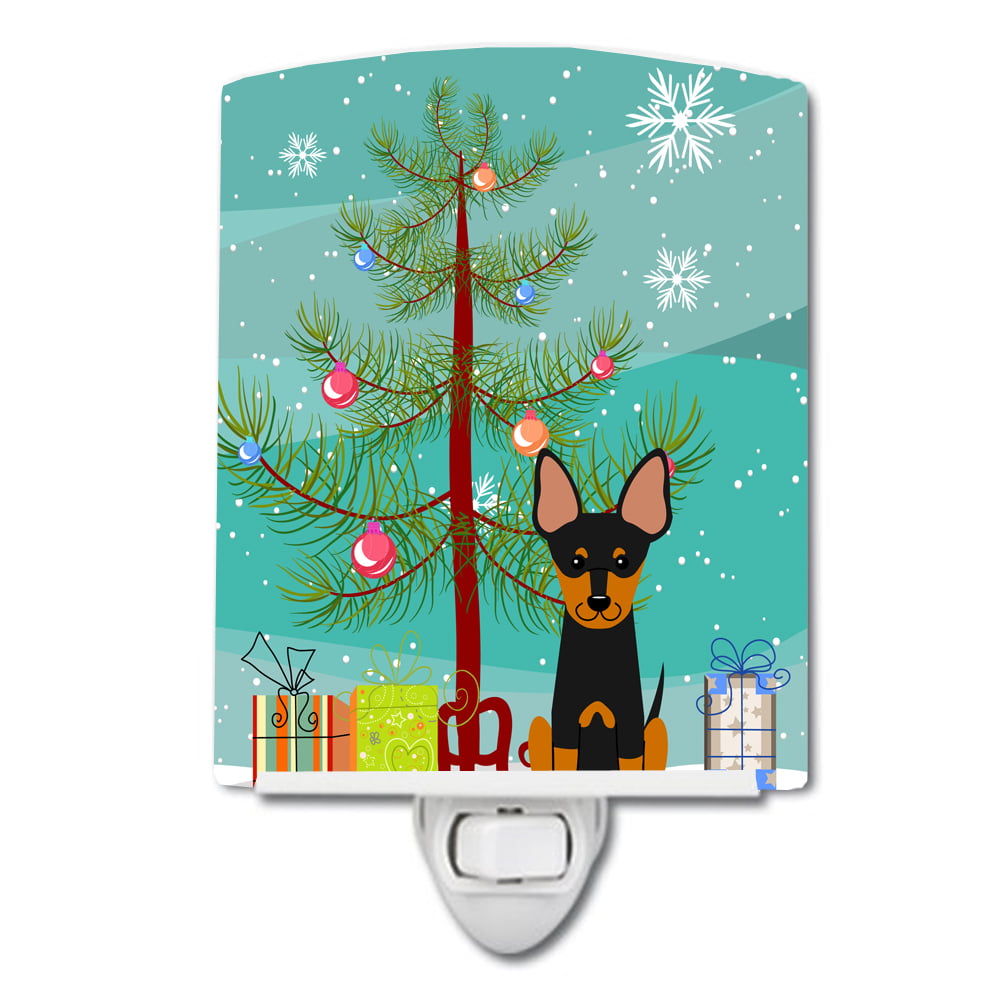 Merry Christmas Tree English Toy Terrier Ceramic Night Light