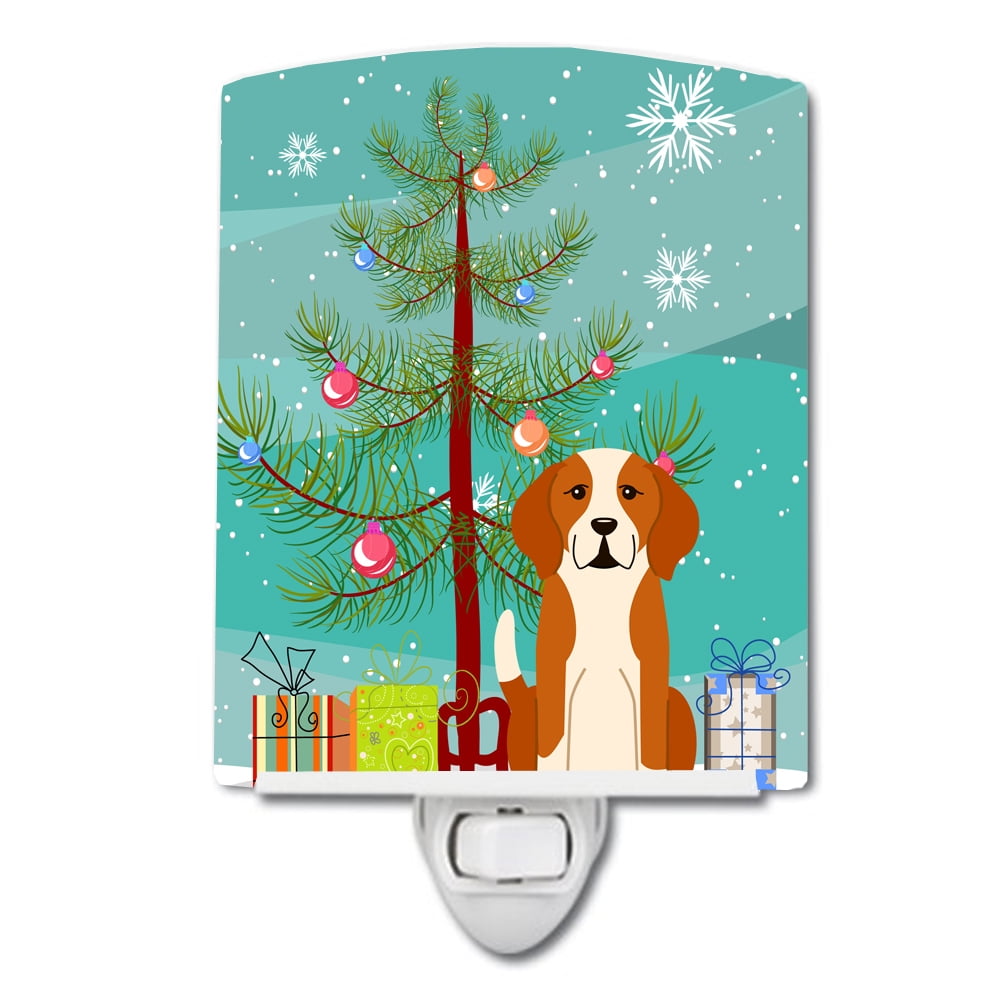 Merry Christmas Tree English Foxhound Ceramic Night Light