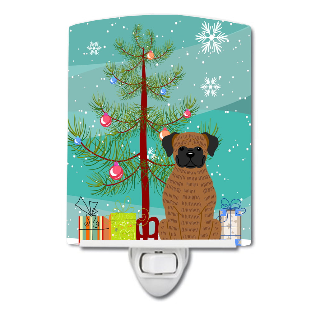 BB4242CNL Merry Christmas Tree Brindle Boxer Ceramic Night Light