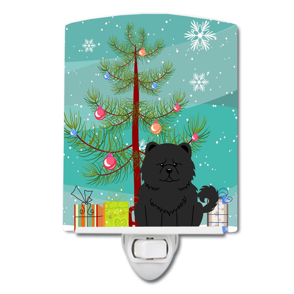 BB4268CNL Merry Christmas Tree Chow Chow Black Ceramic Night Light