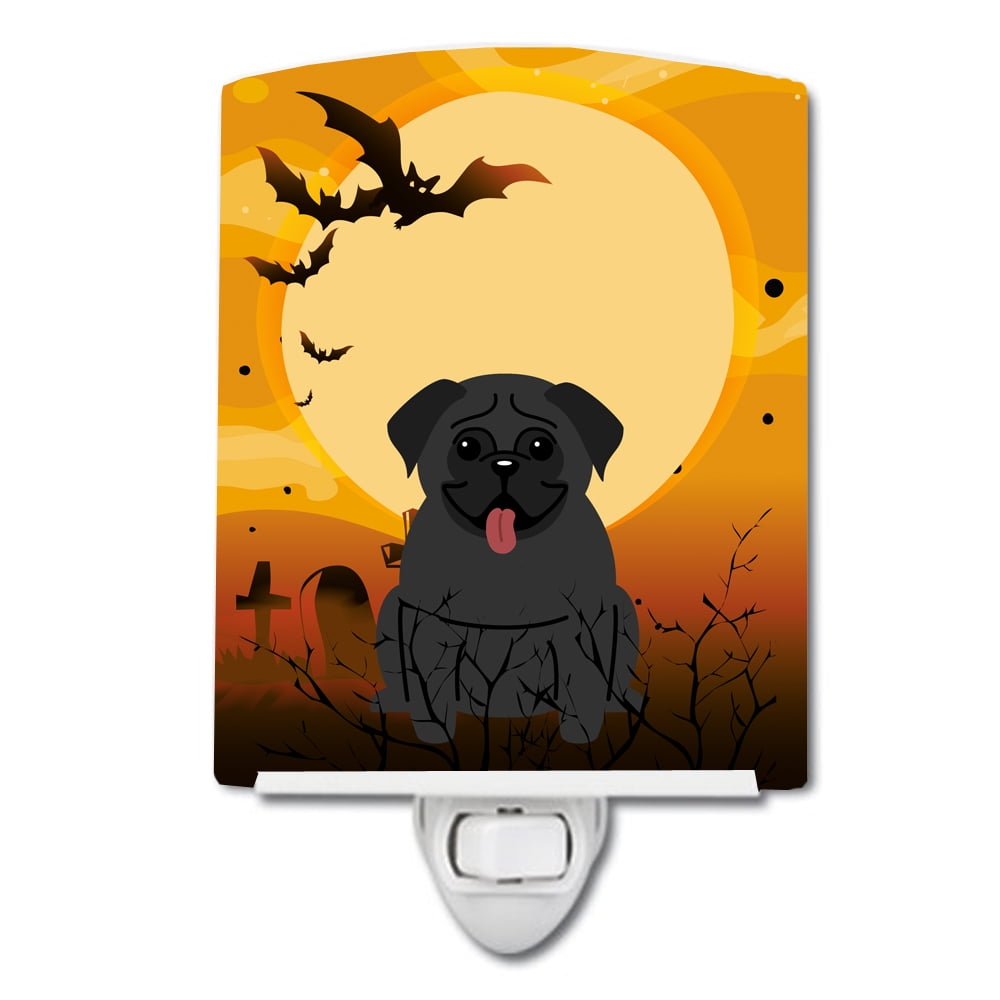 BB4272CNL Halloween Pug Black Ceramic Night Light