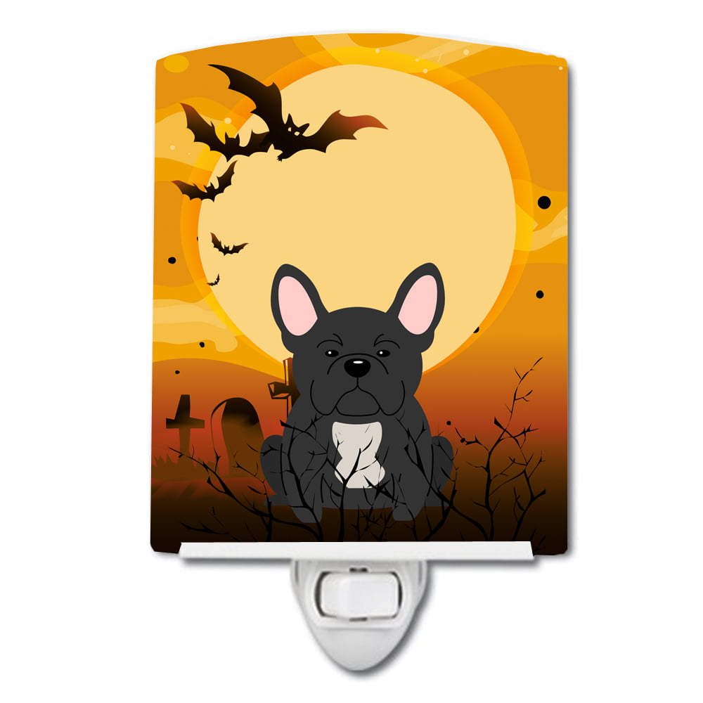 Halloween French Bulldog Black Ceramic Night Light