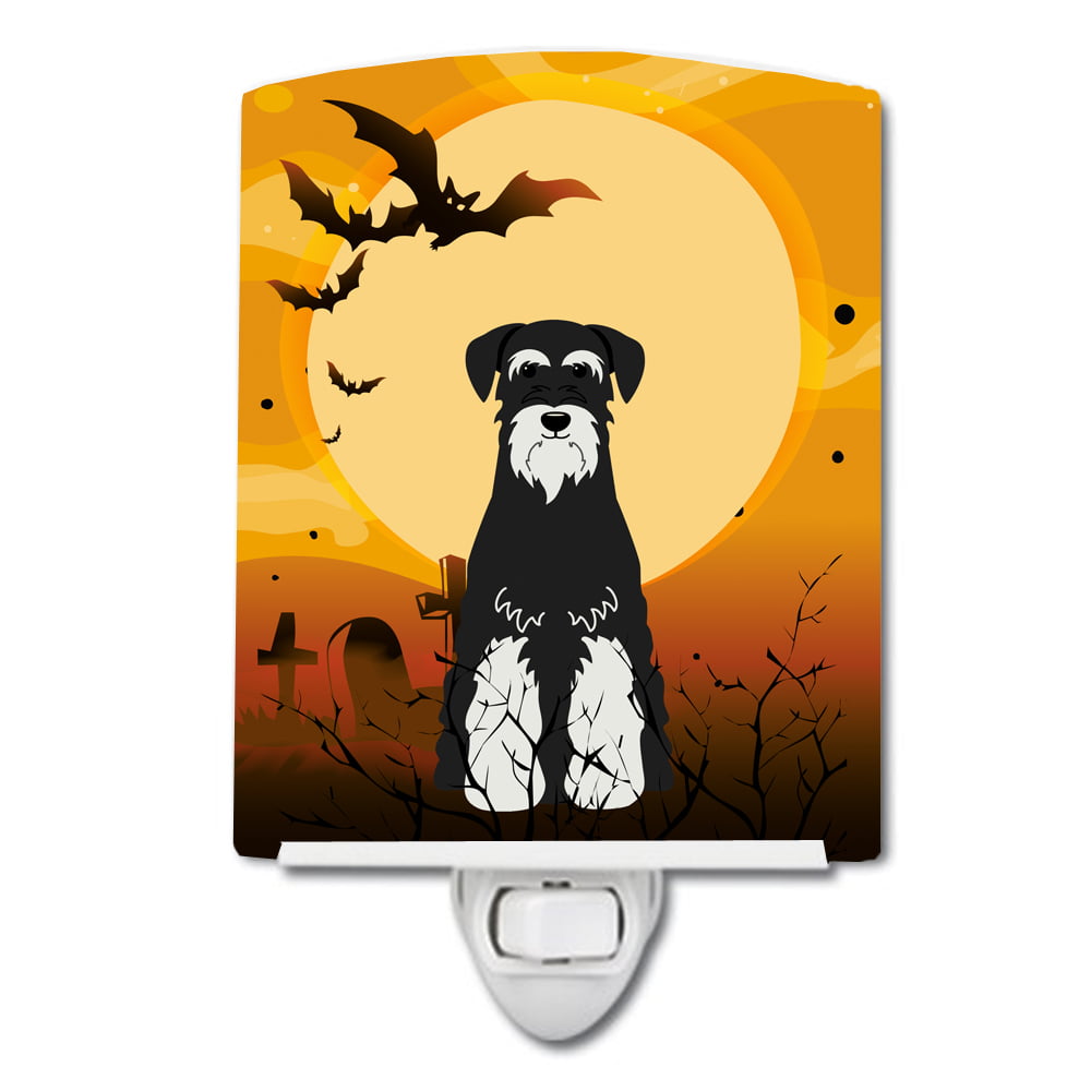 Halloween Standard Schnauzer Salt & Pepper Ceramic Night Light