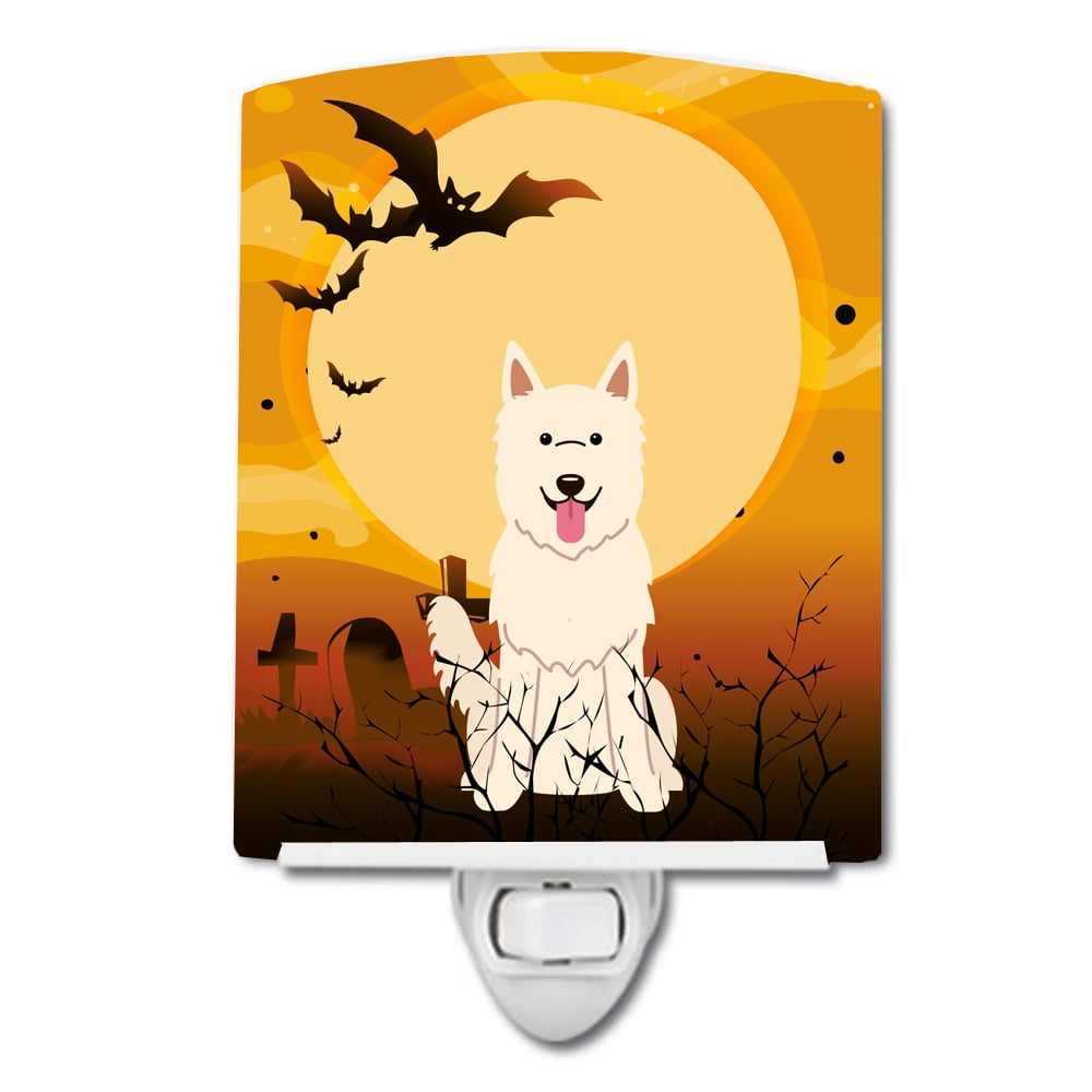 BB4311CNL Halloween White German Shepherd Ceramic Night Light