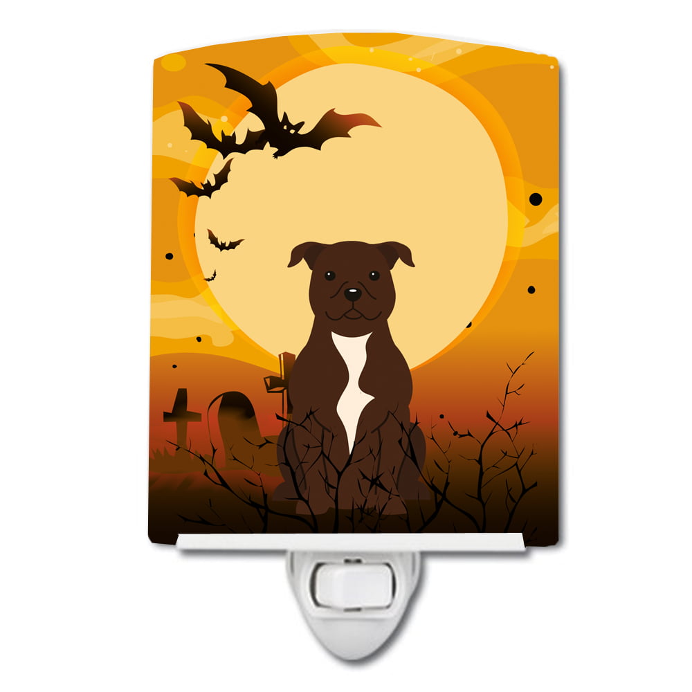 Halloween Staffordshire Bull Terrier Chocolate Ceramic Night Light