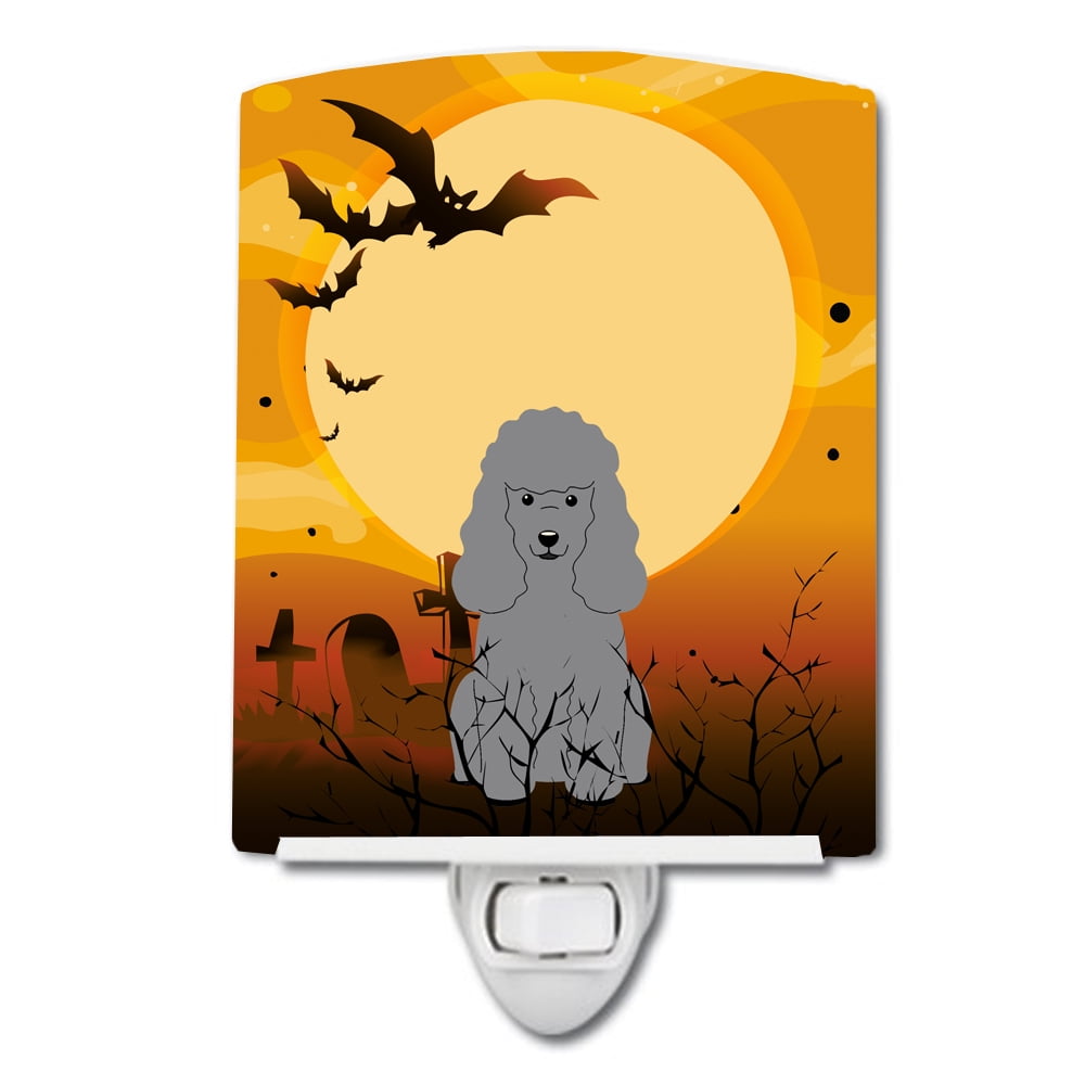 BB4334CNL Halloween Poodle Silver Ceramic Night Light