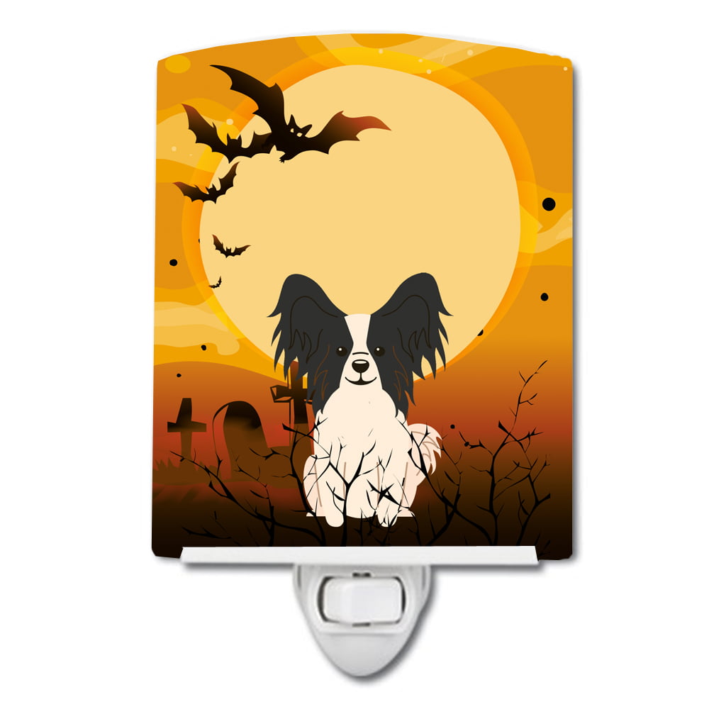 BB4342CNL Halloween Papillon Black White Ceramic Night Light