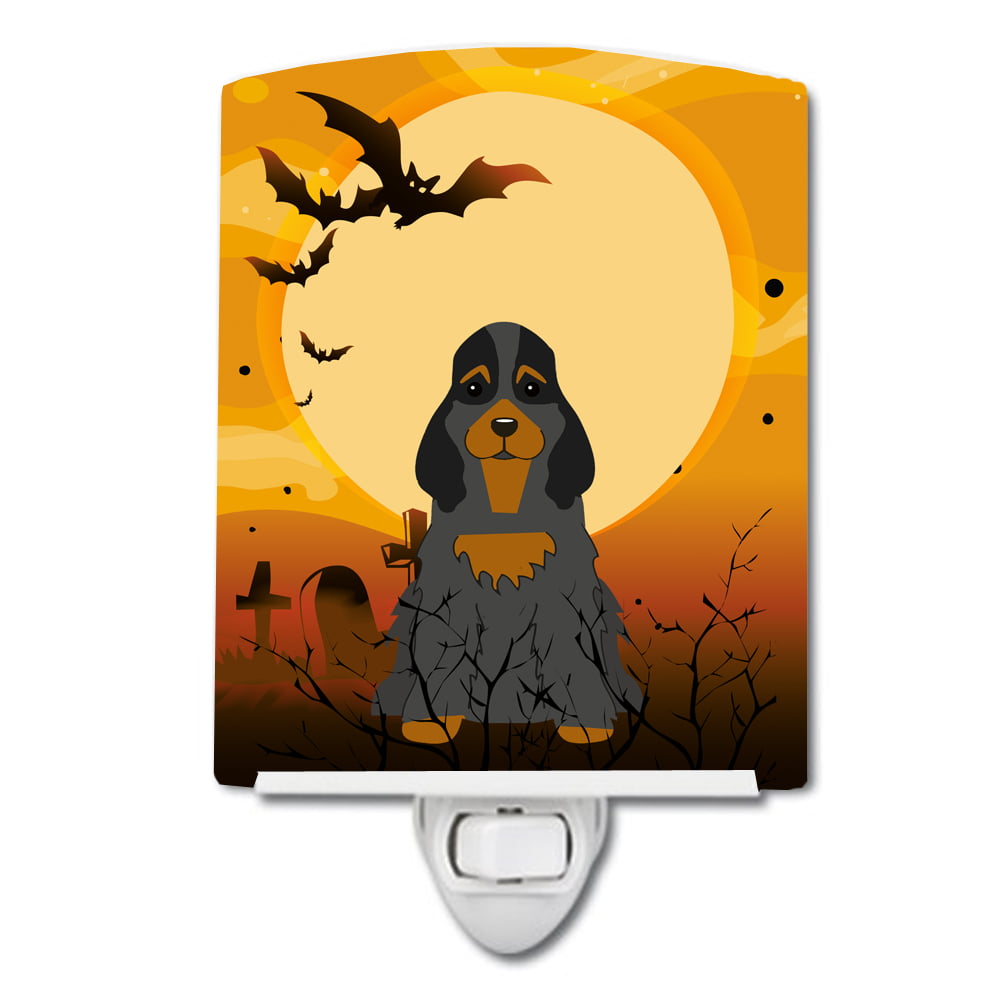 BB4359CNL Halloween Cocker Spaniel Black Tan Ceramic Night Light