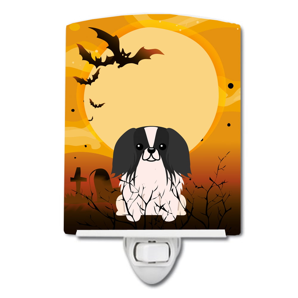 Halloween Pekingnese Black White Ceramic Night Light