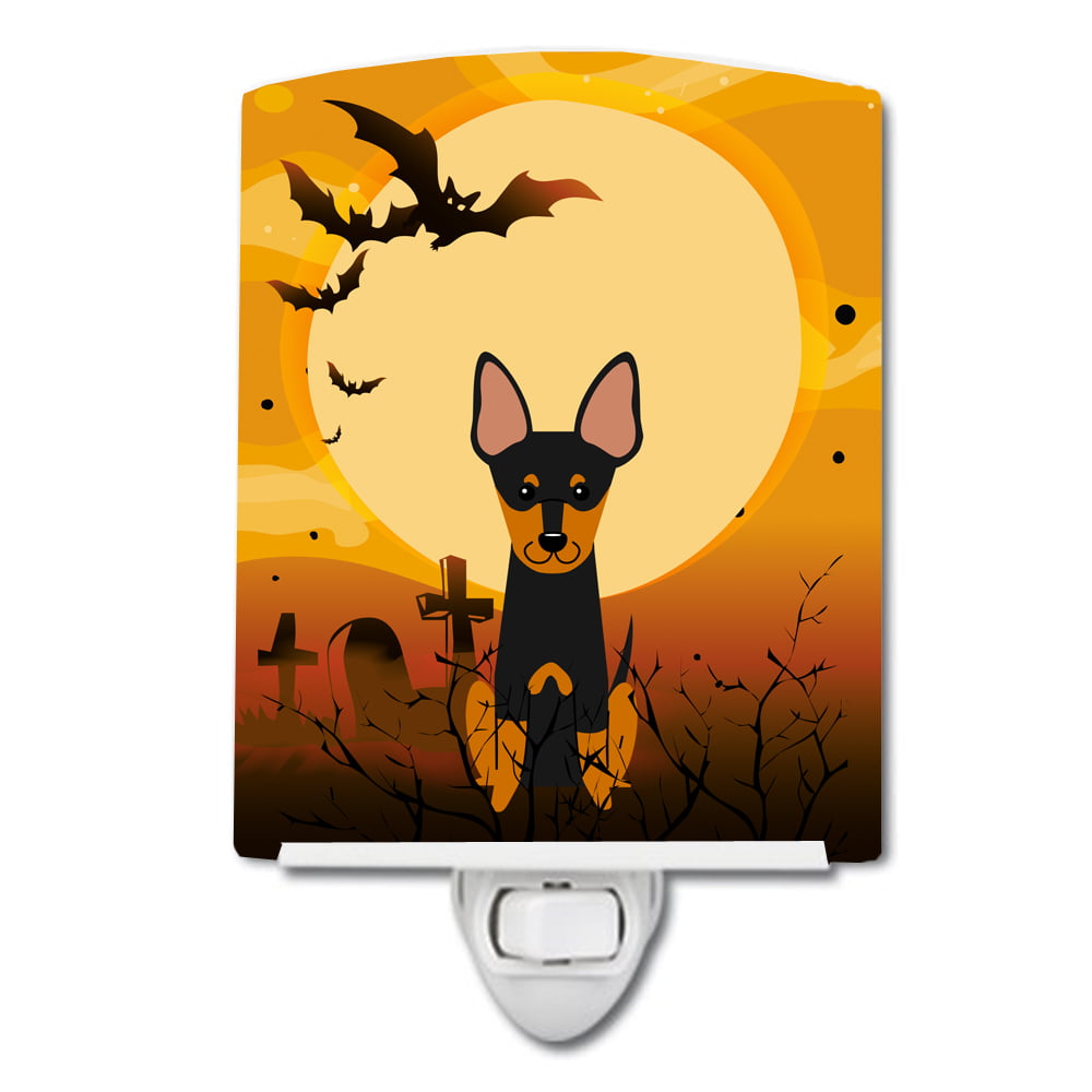 Halloween English Toy Terrier Ceramic Night Light