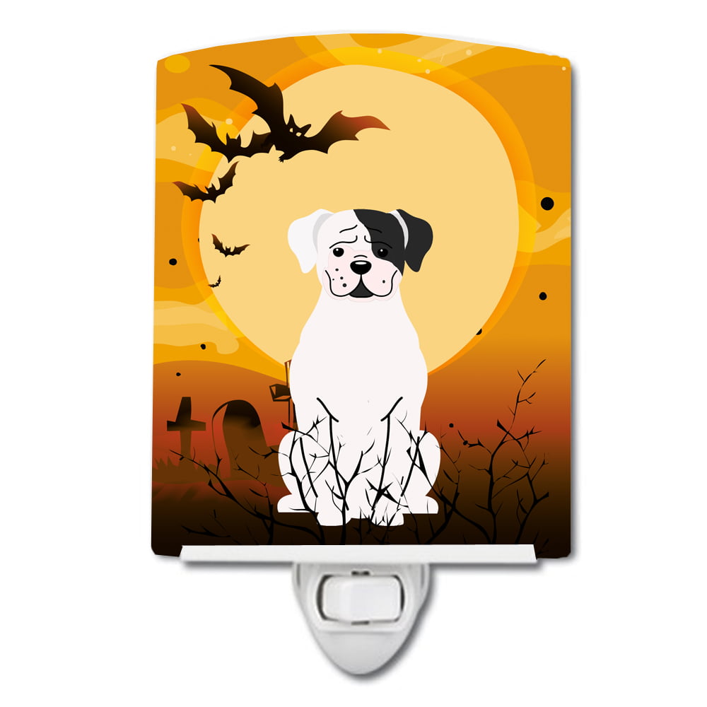 BB4380CNL Halloween White Boxer Cooper Ceramic Night Light