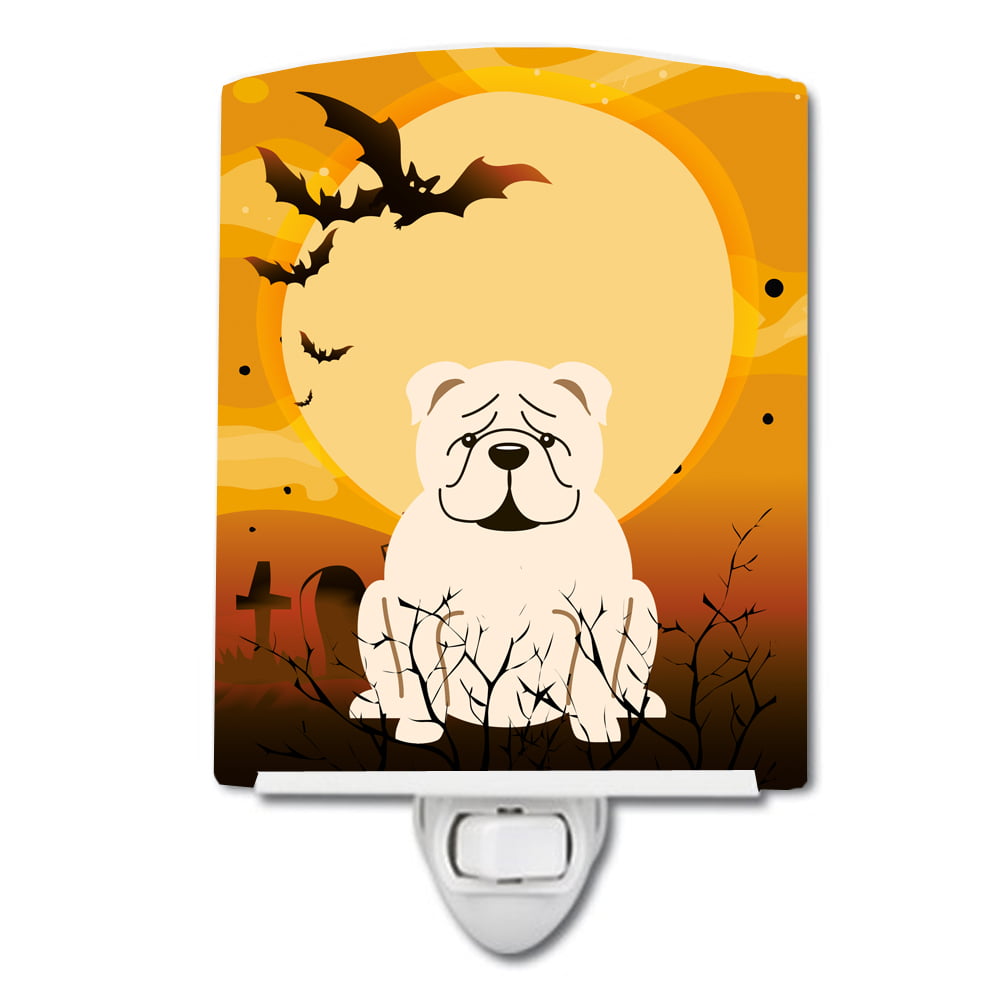 Halloween English Bulldog White Ceramic Night Light
