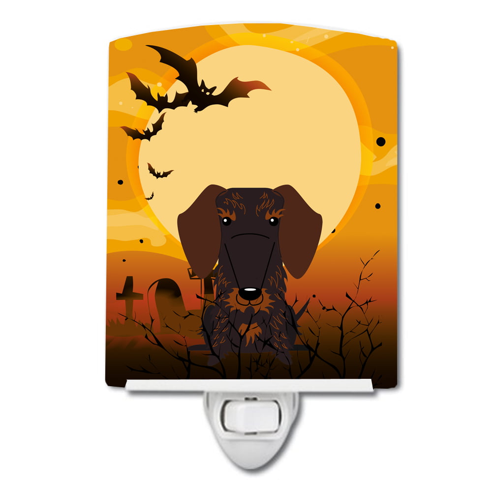 Halloween Wire Haired Dachshund Chocolate Ceramic Night Light