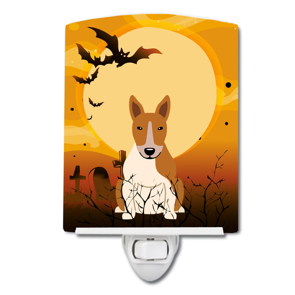 BB4401CNL Halloween Bull Terrier Red White Ceramic Night Light