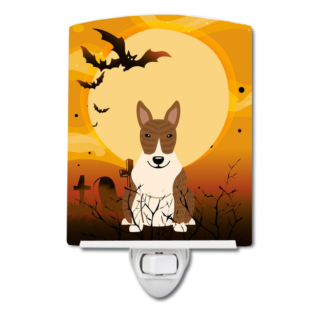 Halloween Bull Terrier Brindle Ceramic Night Light