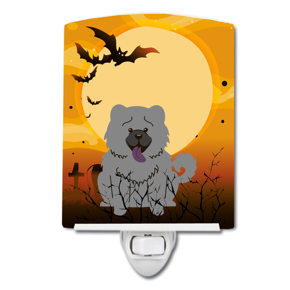 Halloween Chow Chow Blue Ceramic Night Light