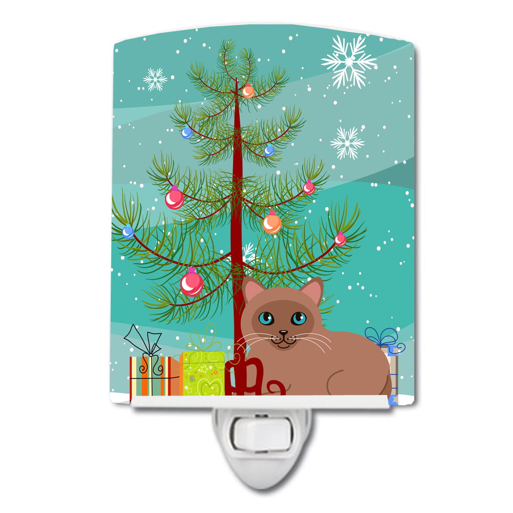 Tonkinese Cat Merry Christmas Tree Ceramic Night Light