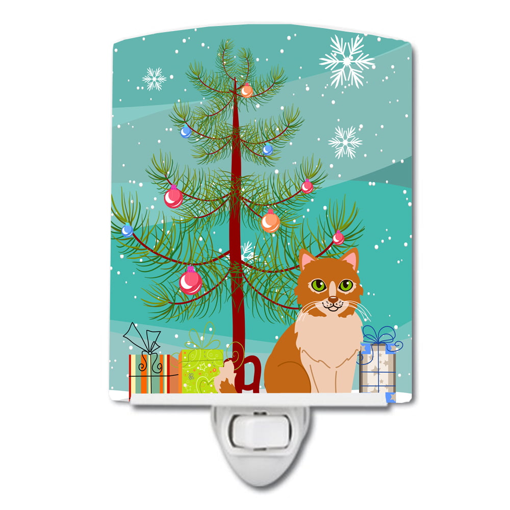 BB4435CNL Merry Christmas Tree Ural Rex Cat Ceramic Night Light