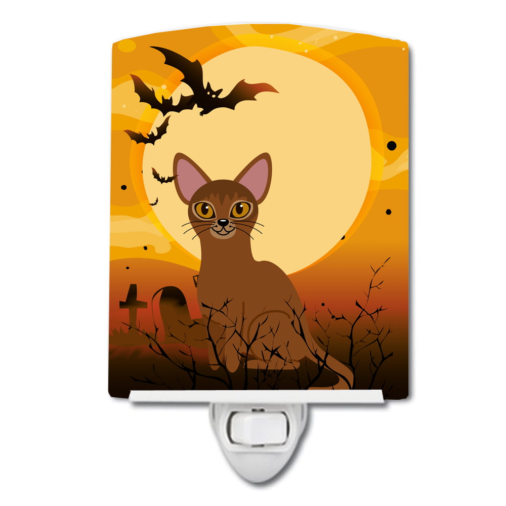 BB4436CNL Halloween Abyssinian Cat Ceramic Night Light