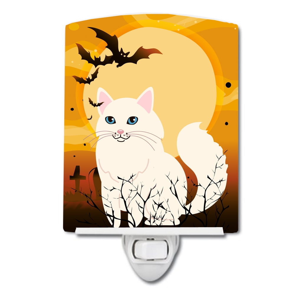BB4438CNL Halloween Turkish Angora Cat Ceramic Night Light