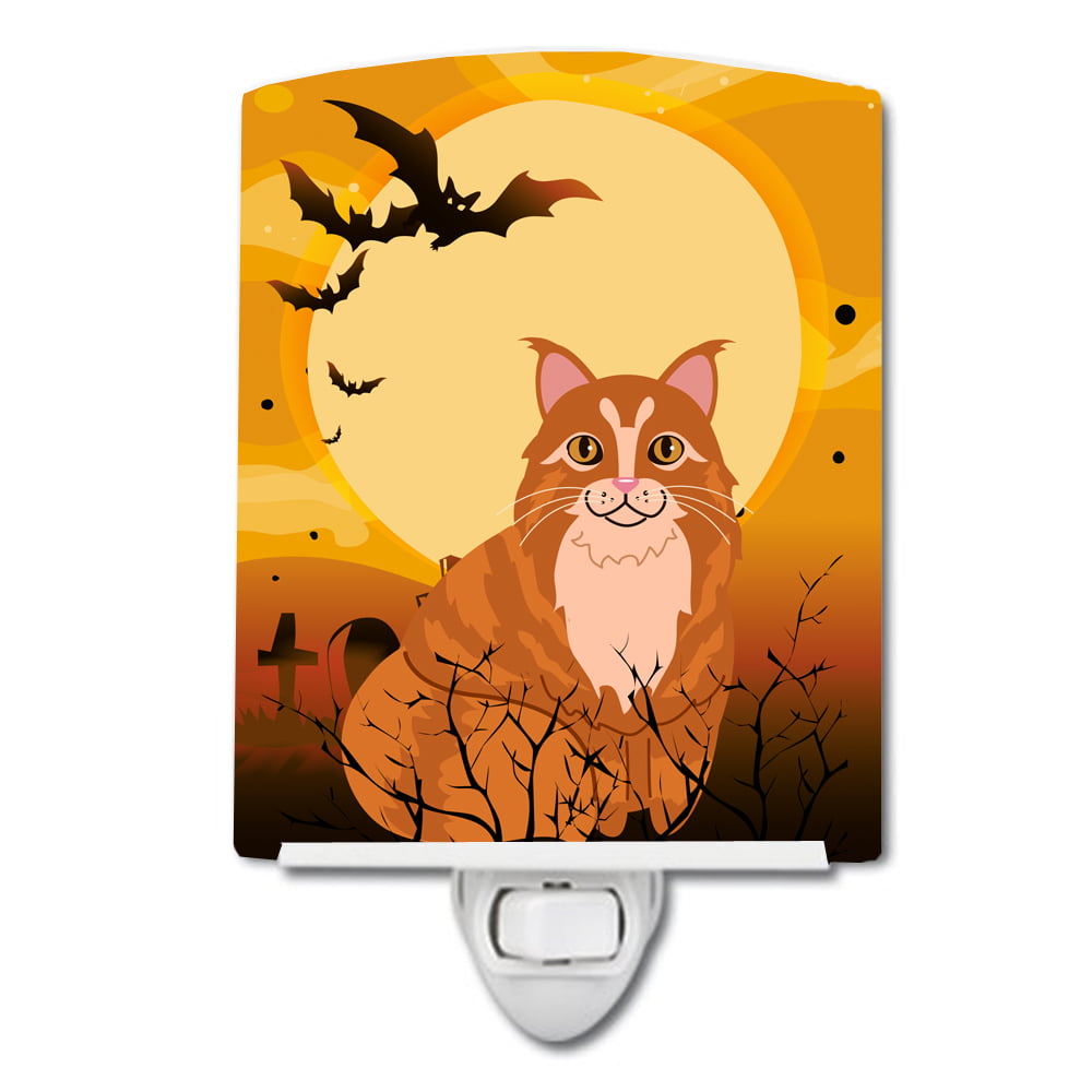 BB4448CNL Halloween Maine Coon Cat Ceramic Night Light