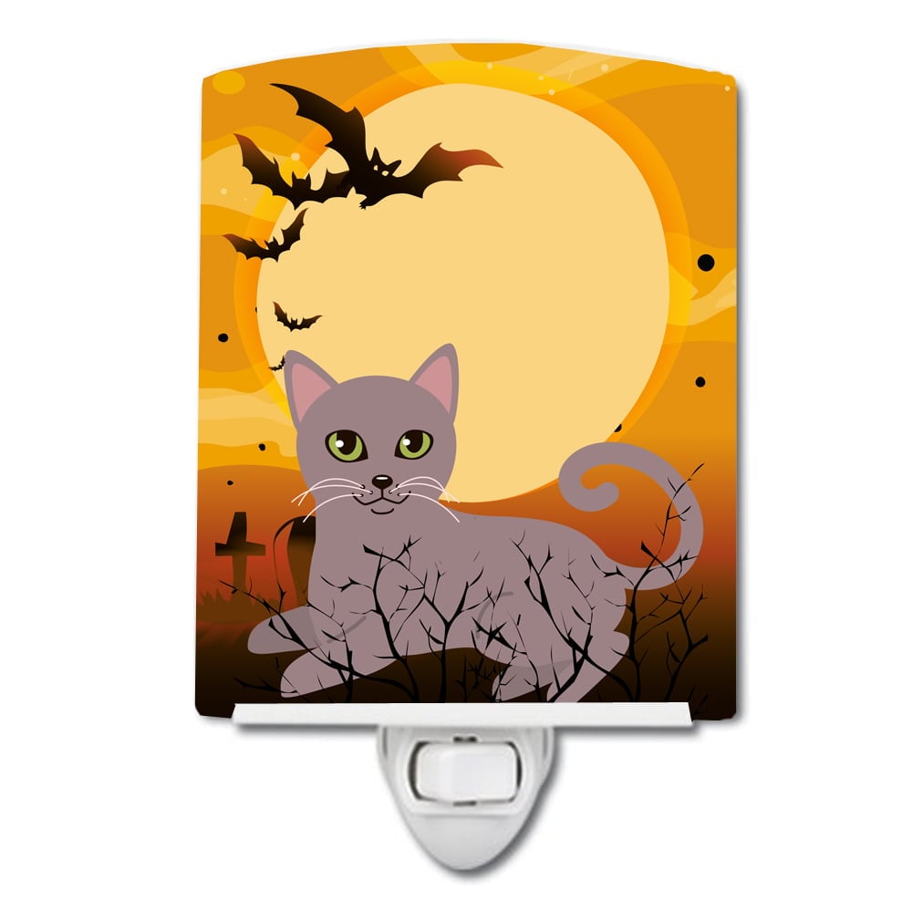 Halloween Russian Blue Cat Ceramic Night Light