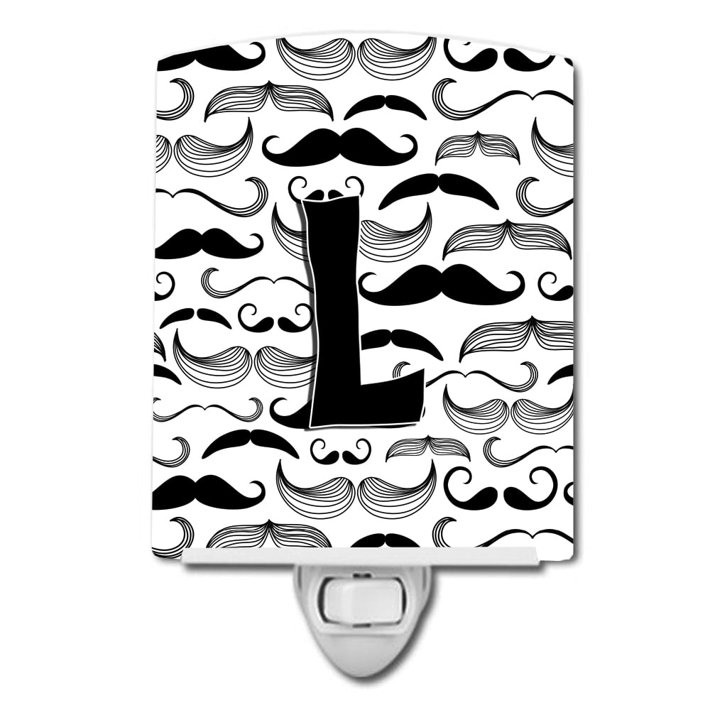 CJ2009-LCNL Letter L Moustache Initial Ceramic Night Light