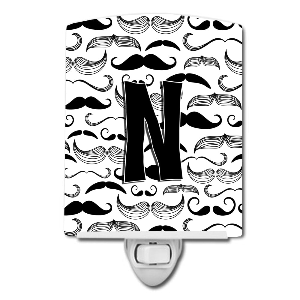 CJ2009-NCNL Letter N Moustache Initial Ceramic Night Light