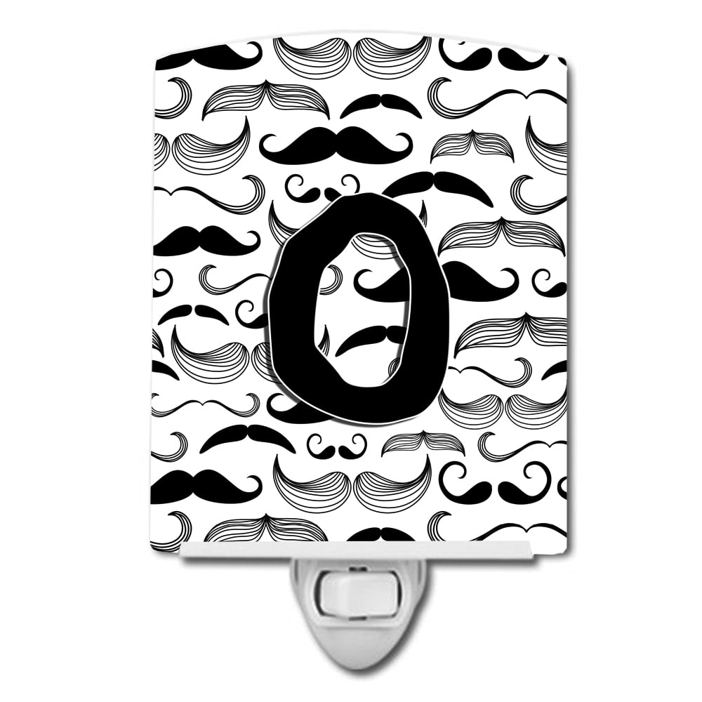 CJ2009-OCNL Letter O Moustache Initial Ceramic Night Light
