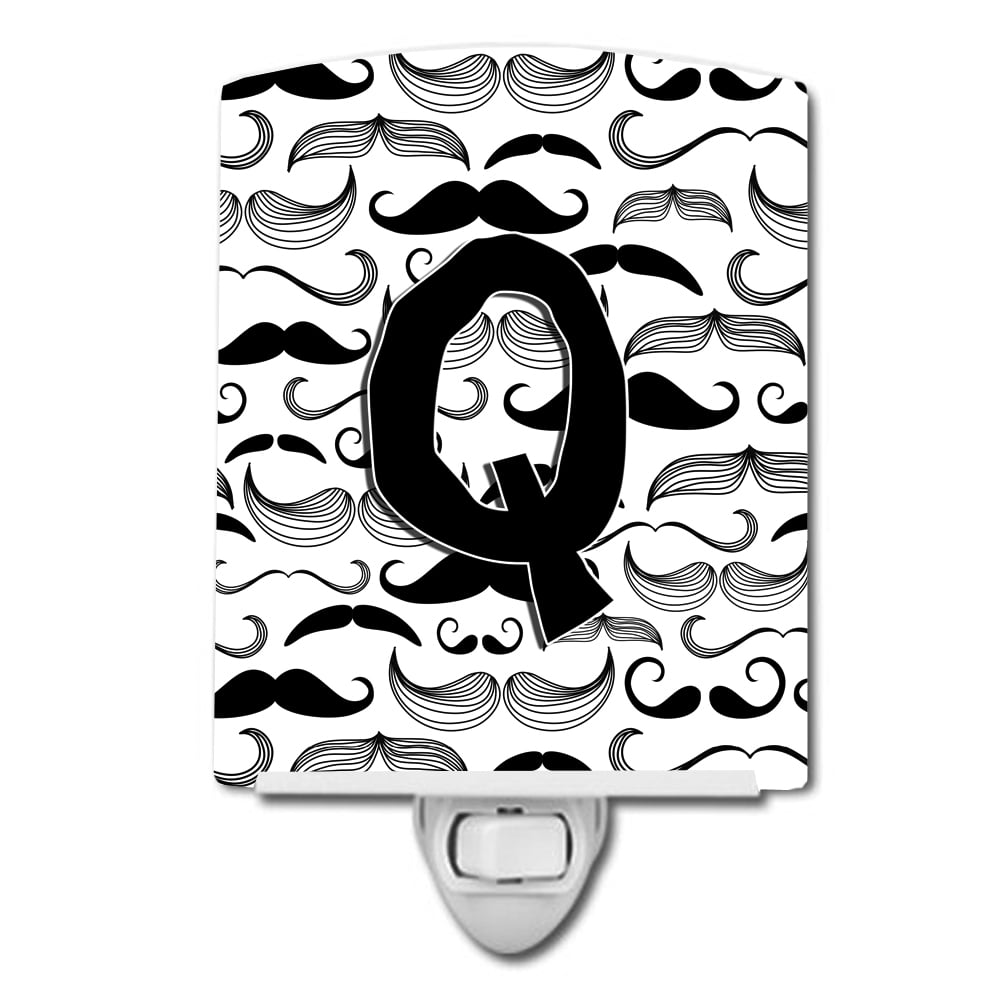 CJ2009-QCNL Letter Q Moustache Initial Ceramic Night Light