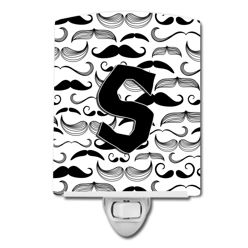 CJ2009-SCNL Letter S Moustache Initial Ceramic Night Light