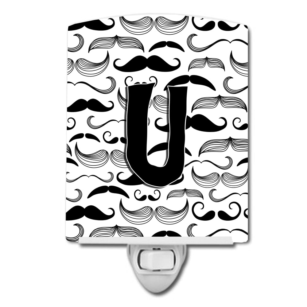CJ2009-UCNL Letter U Moustache Initial Ceramic Night Light