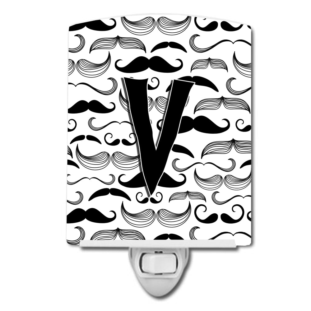 CJ2009-VCNL Letter V Moustache Initial Ceramic Night Light