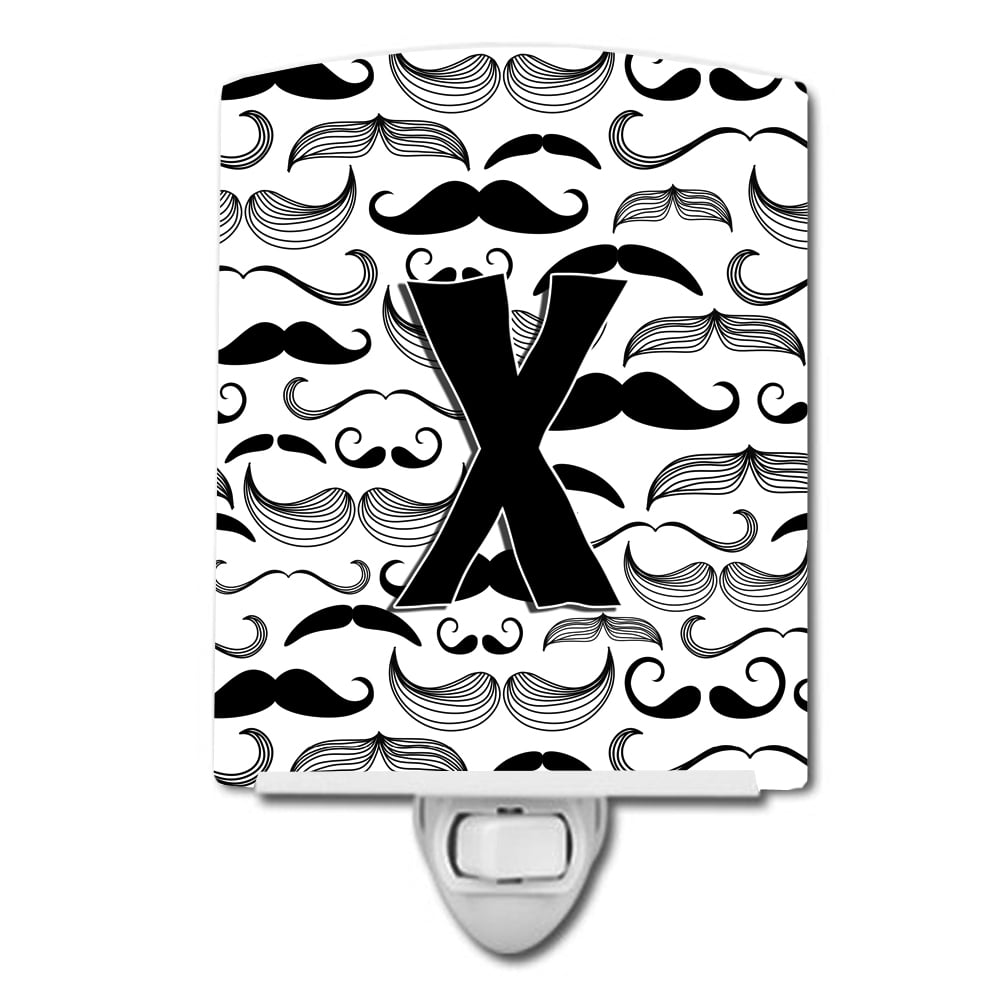 CJ2009-XCNL Letter X Moustache Initial Ceramic Night Light
