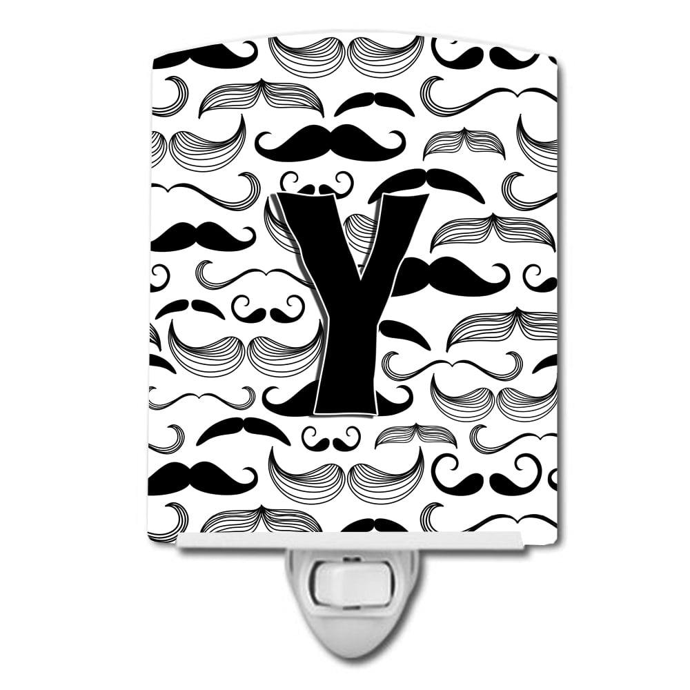 CJ2009-YCNL Letter Y Moustache Initial Ceramic Night Light