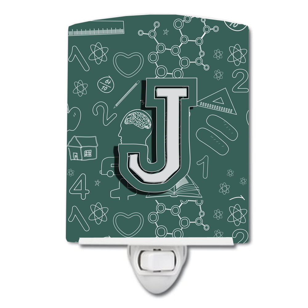 Letter J Back to School Initial Ceramic Night Light
