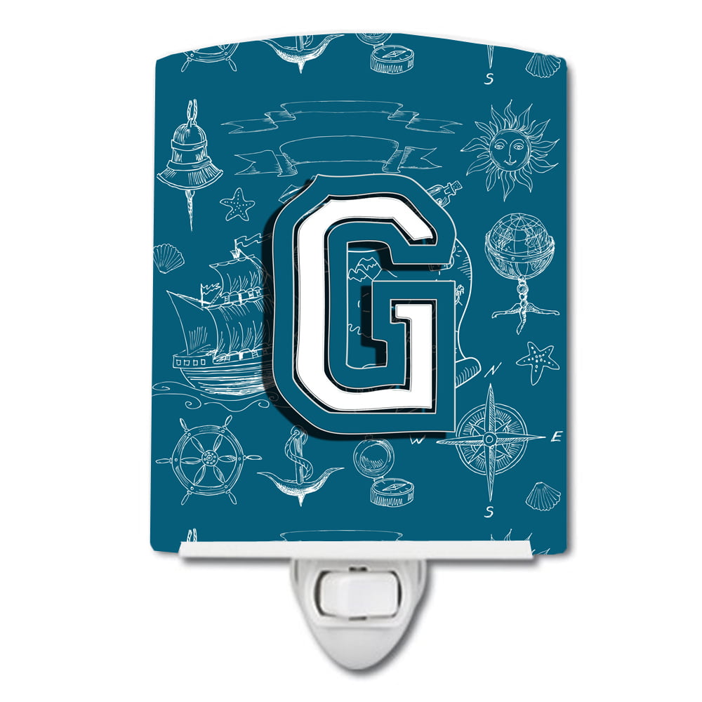 Letter G Sea Doodles Initial Alphabet Ceramic Night Light
