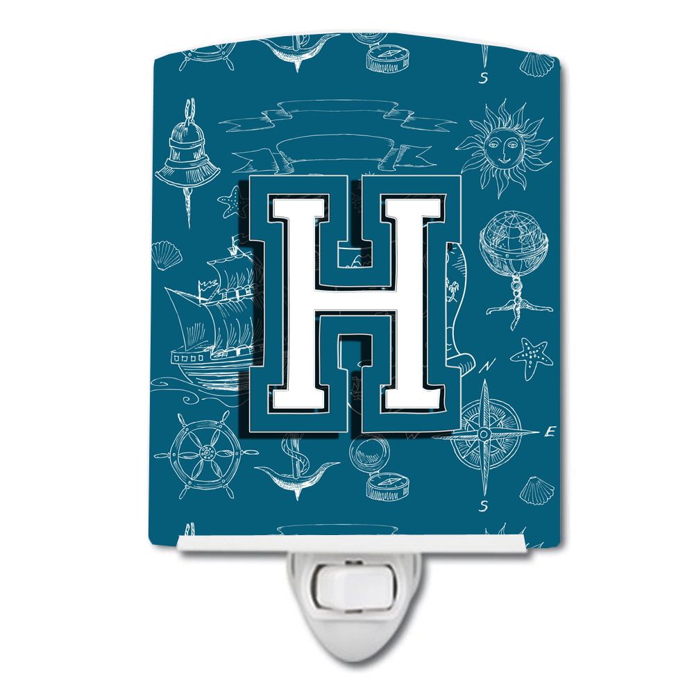 Letter H Sea Doodles Initial Alphabet Ceramic Night Light