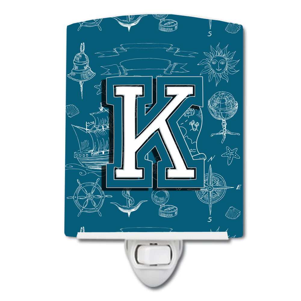 Letter K Sea Doodles Initial Alphabet Ceramic Night Light