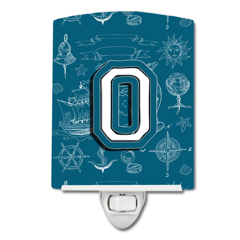 Letter O Sea Doodles Initial Alphabet Ceramic Night Light